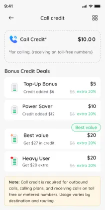 Add Call Credit in the SimBuster app