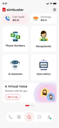 View and add SimBuster Call Credit for phone calls