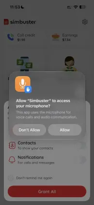 Microphone permission required for SimBuster voice calls