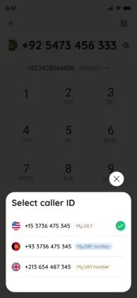 Choose a SimBuster phone number to use as outgoing caller ID